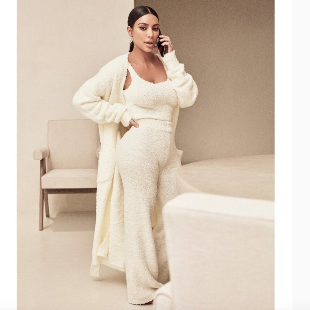 NWT Skims Cozy Knit Boucle Ivory Lounge Pants S/M Kim Kardashian